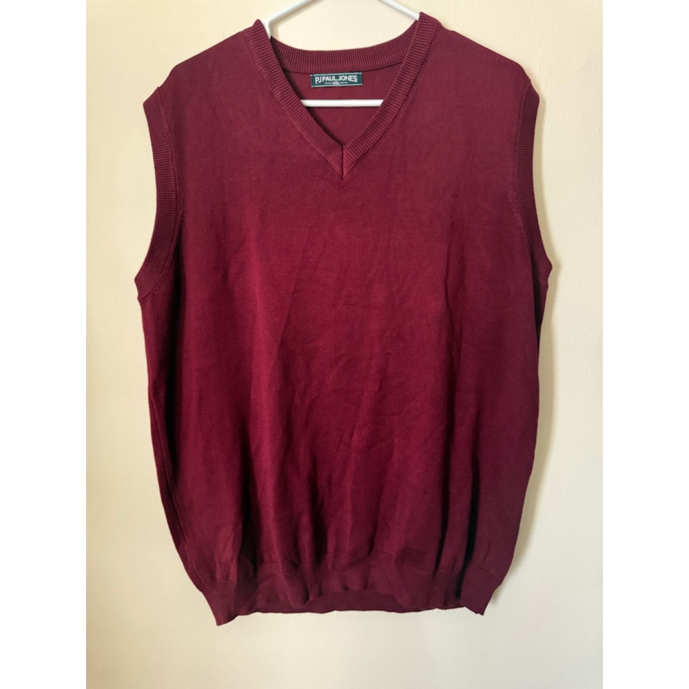 Men's PJ PAUL JONES V-Neck Sweater Vest XXL Burgundy